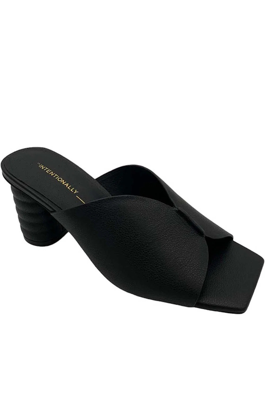 INTENTIONALLY BLANK Leather Heeled Mules Kamika Black - Medium